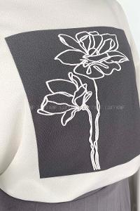 Gray Crew Neck Long Arm Without Accessories Viscose Fabric Pleated Suit