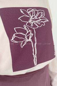 Lilac Crew Neck Long Arm Without Accessories Viscose Fabric Pleated Suit