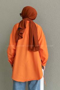 Orange Shirt Collar Long Arm Cotton Unprinted Shirt