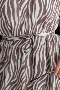 Soft Brown Mandarin Collar Viscose Fabric Printed Tunic