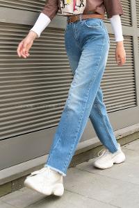 Denim Blue Denim High Waist Denim Pants