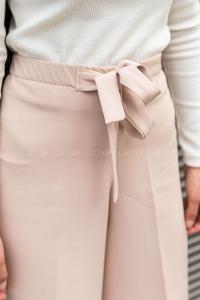 Beige Crepe Fabric High Waist Material Pants