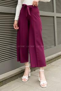 Eggplant Purple Crepe Fabric High Waist Material Pants