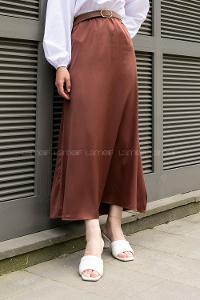 Brown Viscose Fabric Unprinted Skirt