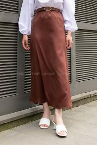 Brown Viscose Fabric Unprinted Skirt