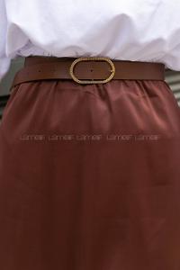 Brown Viscose Fabric Unprinted Skirt