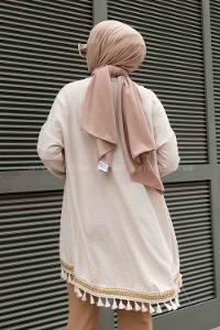 Beige Bat Sleeve Arm Without Accessories Ayrobin Straight Kimono