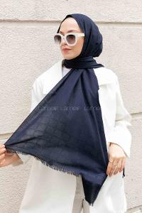 Navy Blue Cotton Fabric Viscose Fabric Straight Shawl