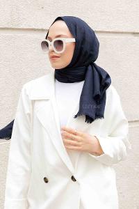 Navy Blue Cotton Fabric Viscose Fabric Straight Shawl