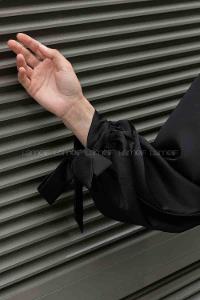 Black Mandarin Collar Unprinted Dresess