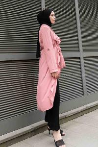 Powder Long Arm Belted Ayrobin Trench Coat