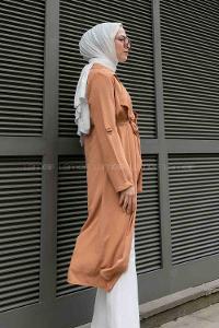 Cinnamon Long Arm Belted Ayrobin Trench Coat