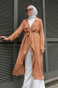 Cinnamon Long Arm Belted Ayrobin Trench Coat