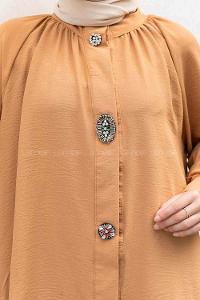 Camel Mandarin Collar Long Arm With Brooch Ayrobin Regular Trousers Comfortable Suit
