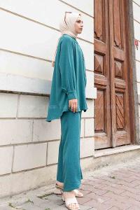 Oil Green Mandarin Collar Long Arm With Brooch Ayrobin Regular Trousers Comfortable Suit