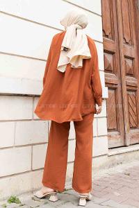 Tan Mandarin Collar Long Arm With Brooch Ayrobin Regular Trousers Comfortable Suit