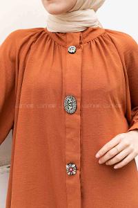 Tan Mandarin Collar Long Arm With Brooch Ayrobin Regular Trousers Comfortable Suit