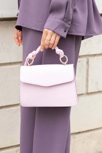 Lilac Buckle Skin Hand Bag Bag