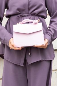 Lilac Buckle Skin Hand Bag Bag