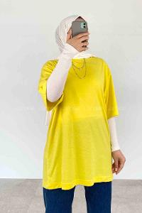 Yellow Crew Neck Short Arm Cotton Unprinted T-shirt