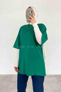 Emerald Green Crew Neck Short Arm Cotton Unprinted T-shirt