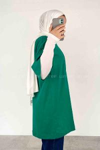 Emerald Green Crew Neck Short Arm Cotton Unprinted T-shirt