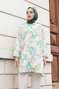 Green Shirt Collar Long Arm Buttoned Linen Regular Trousers Linen Suit