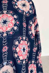 Navy Blue Shirt Collar Long Arm Cotton Printed Shirt