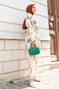 Green Normal Neck Long Arm Belted Linen Viscose Fabric Regular Trousers Linen Suit