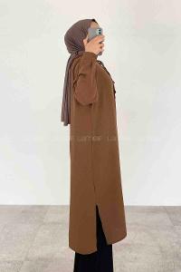 Brown Hood Neck Ayrobin Unprinted Tunic