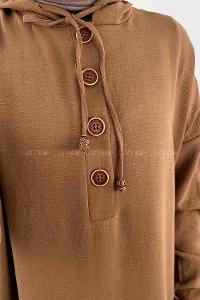 Brown Hood Neck Ayrobin Unprinted Tunic
