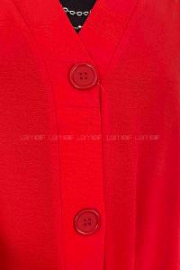 Red V Neck Long Arm Ayrobin Cardigan