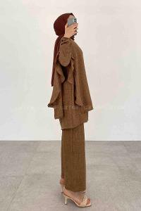 Brown Crew Neck Long Arm Ayrobin Regular Trousers Comfortable Suit