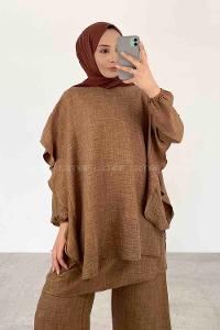 Brown Crew Neck Long Arm Ayrobin Regular Trousers Comfortable Suit