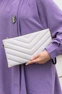 Light Grey Buckle Skin Hand Bag Bag