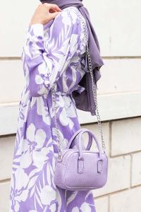 Lilac Buckle Skin Hand Bag Bag