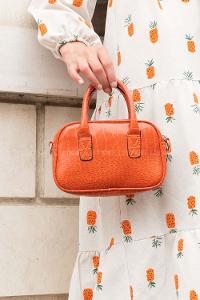 Orange Buckle Skin Hand Bag Bag