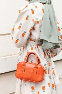 Orange Buckle Skin Hand Bag Bag