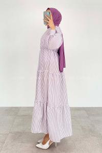 Lilac22 Crew Neck Acrylic Unprinted Dresess