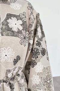 Sophisticated Gray Shirt Collar Viscose Fabric Printed Dresess