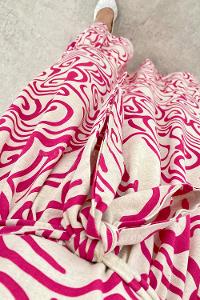 Fuchsia Crew Neck Cotton Printed Dresess