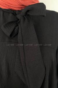 Black Foulard Neck Ayrobin Unprinted Tunic