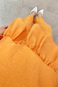 Orange Crew Neck Balloon Sleeve Arm Without Accessories Viscose Fabric Regular Trousers Comfortable Suit