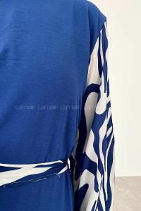 Indigo Crew Neck Ayrobin Printed Dresess