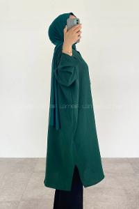 Emerald Green Shirt Collar Ayrobin Unprinted Tunic