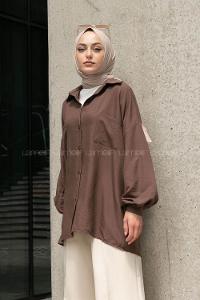 Soft Brown Shirt Collar Long Arm Cotton Unprinted Shirt