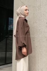 Soft Brown Shirt Collar Long Arm Cotton Unprinted Shirt