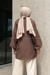 Soft Brown Shirt Collar Long Arm Cotton Unprinted Shirt