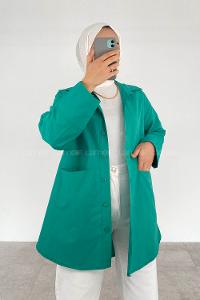 Green-1 Shirt Collar Long Arm Cotton Unprinted Shirt