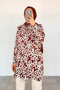 Tan Shirt Collar Long Arm Viscose Fabric Printed Shirt